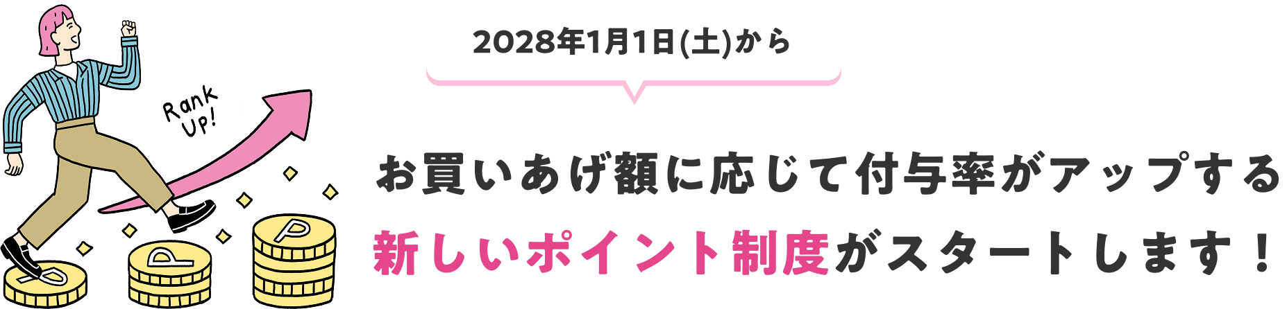 2028年1月1日(土)からお買いあげ額に応じて付与率がアップする新しいポイント制度がスタートします！