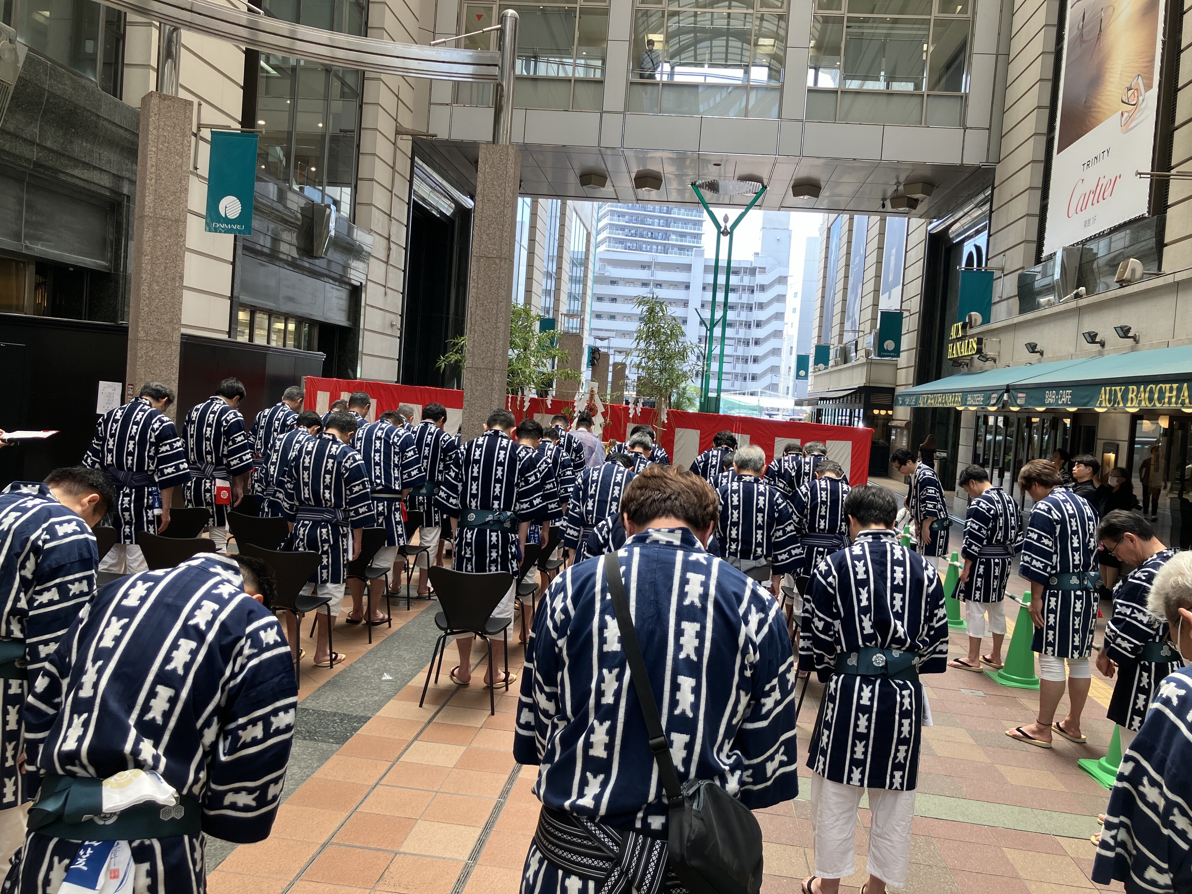 第5弾【オイサ！パサージュ広場山笠通信】十七番山笠　天神1丁目　　地鎮祭＆棒洗い・棒締め