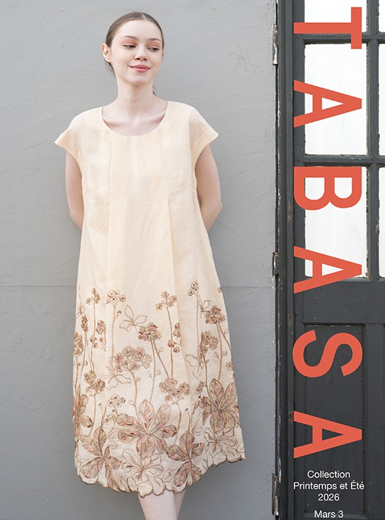 【TABASA】リネンｘラメ糸フラワー刺繍ワンピース🌸✨