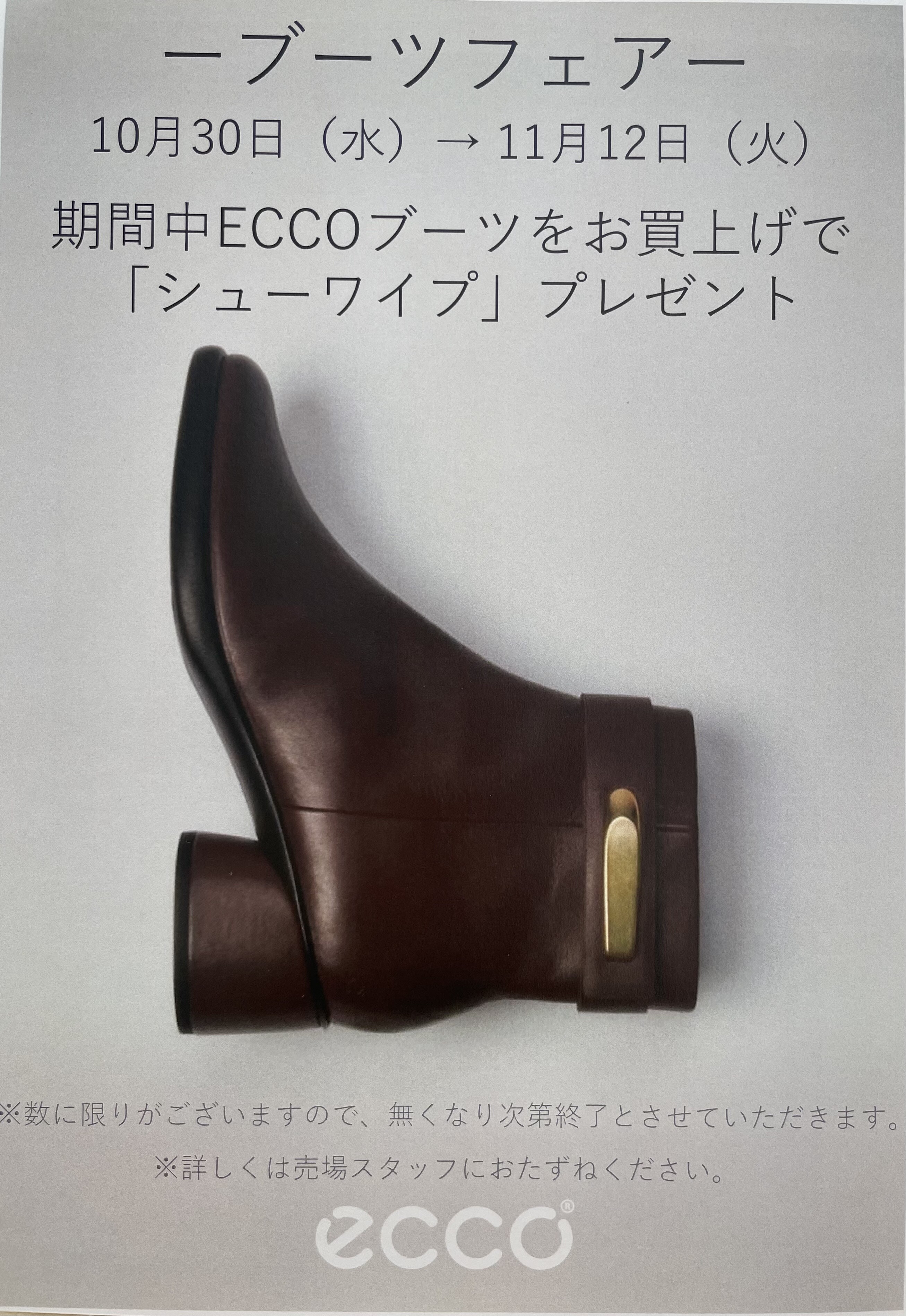 【ECCO】ブーツフェア 10月30日(水)〜スタート👢✨