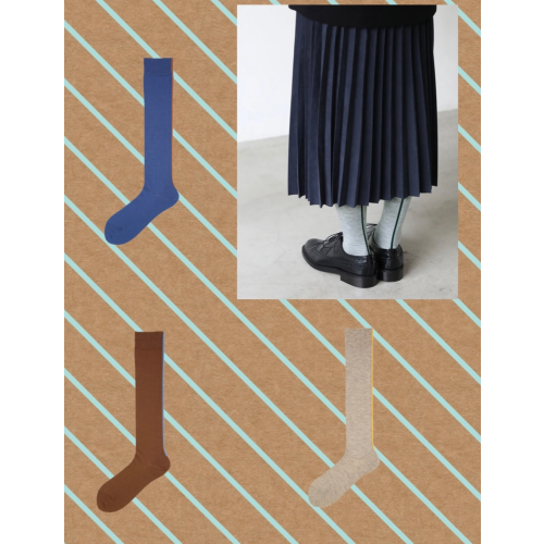 毛混バックシームハイソックス
